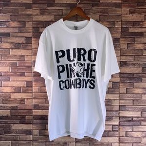 NWT Mens Gildan Heavy Cotton XL Graphic T “Puro Pinche Cowboys” White & Black